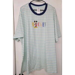 NWT Disney Parks Striped Mickey Tshirt Sz XXL Short Sleeve Casual *Small Hole*